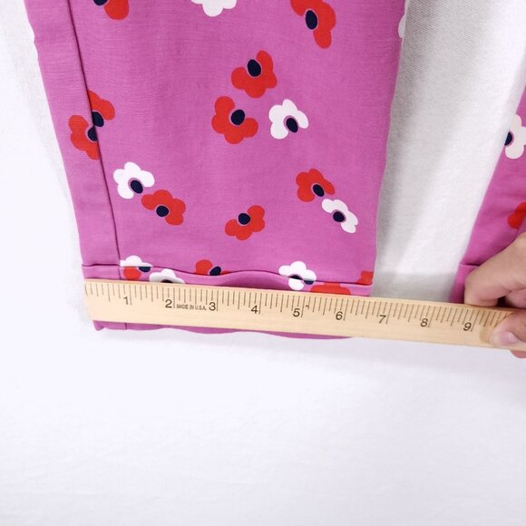 Boden Pants Womens 8P Pink Floral Ankle Preppy Casual Stretch Trousers - Picture 8 of 14